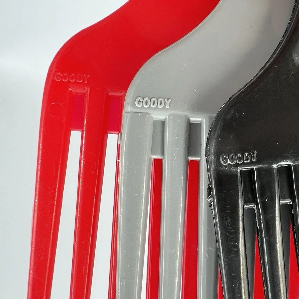 Set Of 4 Vintage‎ Goody Plastic Red Black Grey Hair Pick Comb Lift 5.25